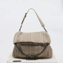 Karl Lagerfeld Beige Quilted Leather K/Kushion Fold Over Bag