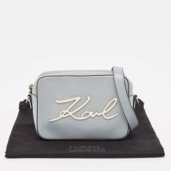 Karl Lagerfeld Light Blue Leather K/Signature Camera Crossbody Bag