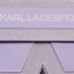 Pre Owned Karl Lagerfeld Purple Suede K/Ikonik Top Handle Bag
