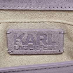 Pre Owned Karl Lagerfeld Purple Suede K/Ikonik Top Handle Bag