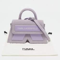 Pre Owned Karl Lagerfeld Purple Suede K/Ikonik Top Handle Bag