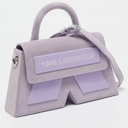 Pre Owned Karl Lagerfeld Purple Suede K/Ikonik Top Handle Bag