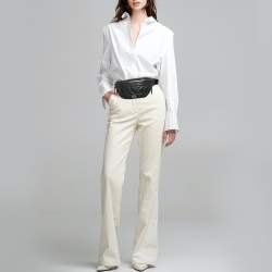 Pre Owned Karl Lagerfeld Black Quilted Leather Studded K/Kuilted Belt Bag