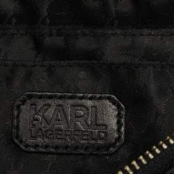 Pre Owned Karl Lagerfeld Black Quilted Leather Studded K/Kuilted Belt Bag