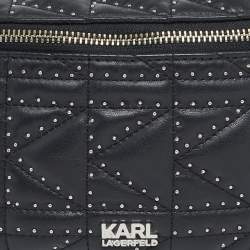 Pre Owned Karl Lagerfeld Black Quilted Leather Studded K/Kuilted Belt Bag