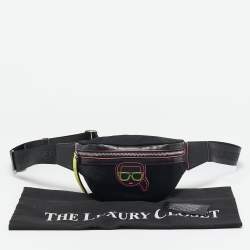 Karl Lagerfeld Black Leather and Nylon K/Ikonik Convertible Bumbag 