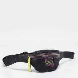 Karl Lagerfeld Black Leather and Nylon K/Ikonik Convertible Bumbag 