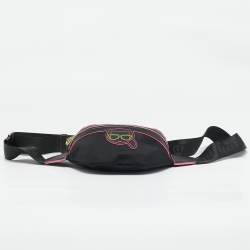 Karl Lagerfeld Black Leather and Nylon K/Ikonik Convertible Bumbag 
