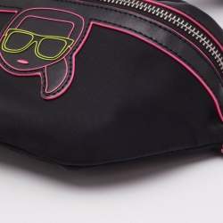 Karl Lagerfeld Black Leather and Nylon K/Ikonik Convertible Bumbag 