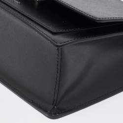 Karl Lagerfeld Black Leather K/Ikonik Flap Chain Shoulder Bag