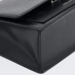 Karl Lagerfeld Black Leather K/Ikonik Flap Chain Shoulder Bag