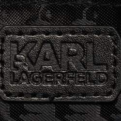 Karl Lagerfeld Black Leather K/Ikonik Flap Chain Shoulder Bag