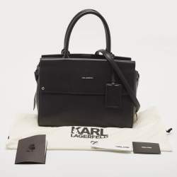 Pre Owned Karl Lagerfeld Black Leather Medium K/Ikon Top Handle Bag