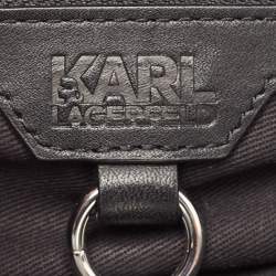 Pre Owned Karl Lagerfeld Black Leather Medium K/Ikon Top Handle Bag