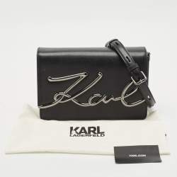 Karl Lagerfeld Black Leather K/Signature Shoulder Bag