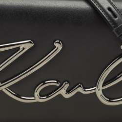Karl Lagerfeld Black Leather K/Signature Shoulder Bag