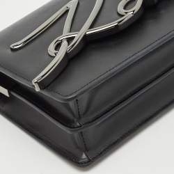 Karl Lagerfeld Black Leather K/Signature Shoulder Bag