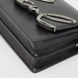 Karl Lagerfeld Black Leather K/Signature Shoulder Bag