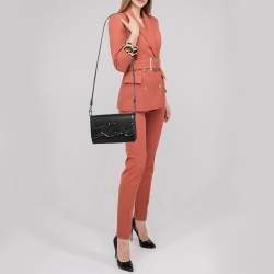 Karl Lagerfeld Black Leather K/Signature Shoulder Bag