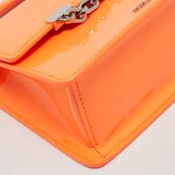 Karl Lagerfeld Neon Orange Patent Leather K/Karl Seven Top Handle Bag