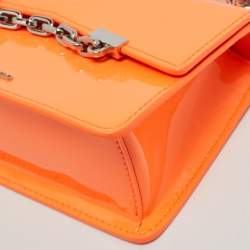 Karl Lagerfeld Neon Orange Patent Leather K/Karl Seven Top Handle Bag
