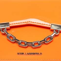 Karl Lagerfeld Neon Orange Patent Leather K/Karl Seven Top Handle Bag