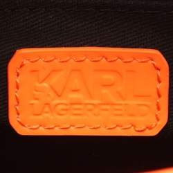 Karl Lagerfeld Neon Orange Patent Leather K/Karl Seven Top Handle Bag