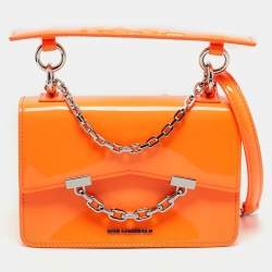 Karl Lagerfeld Neon Orange Patent Leather K/Karl Seven Top Handle Bag