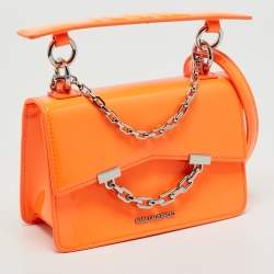 Karl Lagerfeld Neon Orange Patent Leather K/Karl Seven Top Handle Bag