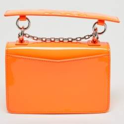 Karl Lagerfeld Neon Orange Patent Leather K/Karl Seven Top Handle Bag