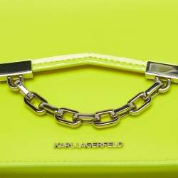 Karl Lagerfeld Neon Yellow Patent Leather Mini K/Karl Seven Top Handle Bag