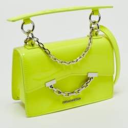 Karl Lagerfeld Neon Yellow Patent Leather Mini K/Karl Seven Top Handle Bag