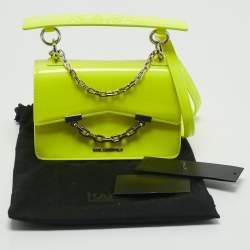 Karl Lagerfeld Neon Yellow Patent Leather Mini K/Karl Seven Top Handle Bag
