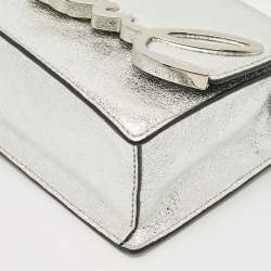 Pre Owned Karl Lagerfeld Silver Leather K/Signature Shoulder Bag