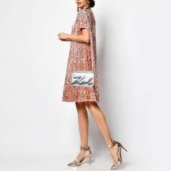 Pre Owned Karl Lagerfeld Silver Leather K/Signature Shoulder Bag