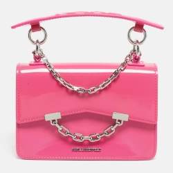 Pre Owned Karl Lagerfeld Pink Patent Leather K/Karl Seven Top Handle Bag