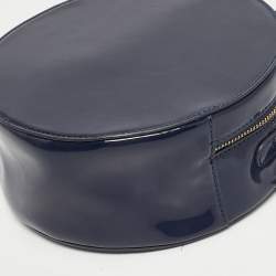 Pre Owned Karl Lagerfeld Navy Blue/Gold Patent Leather K/Cat Ears Crossbody Bag