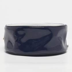 Pre Owned Karl Lagerfeld Navy Blue/Gold Patent Leather K/Cat Ears Crossbody Bag