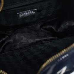 Pre Owned Karl Lagerfeld Navy Blue/Gold Patent Leather K/Cat Ears Crossbody Bag