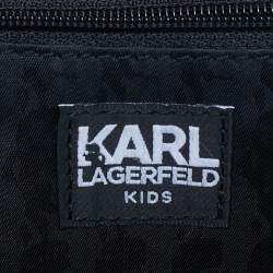 Pre Owned Karl Lagerfeld Navy Blue/Gold Patent Leather K/Cat Ears Crossbody Bag