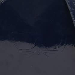 Pre Owned Karl Lagerfeld Navy Blue/Gold Patent Leather K/Cat Ears Crossbody Bag