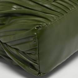 Pre Owned Karl Lagerfeld x Amber Valletta Green Pleated Faux Leather K/Kushion Fold Over Shoulder Bag