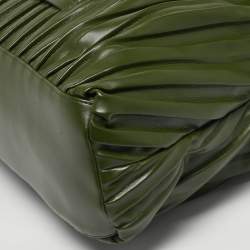 Pre Owned Karl Lagerfeld x Amber Valletta Green Pleated Faux Leather K/Kushion Fold Over Shoulder Bag