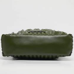 Pre Owned Karl Lagerfeld x Amber Valletta Green Pleated Faux Leather K/Kushion Fold Over Shoulder Bag