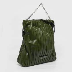 Pre Owned Karl Lagerfeld x Amber Valletta Green Pleated Faux Leather K/Kushion Fold Over Shoulder Bag