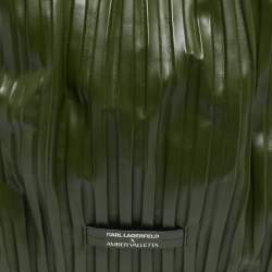 Pre Owned Karl Lagerfeld x Amber Valletta Green Pleated Faux Leather K/Kushion Fold Over Shoulder Bag
