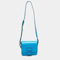 Pre Owned Karl Lagerfeld Blue Leather K/Autograph Crossbody Bag