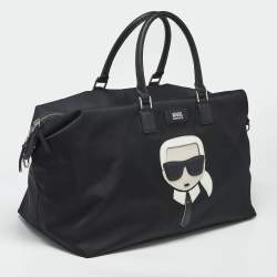 Pre Owned Karl Lagerfeld Black Nylon k/ikonik Duffel Bag