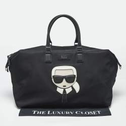 Pre Owned Karl Lagerfeld Black Nylon k/ikonik Duffel Bag