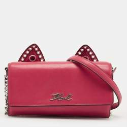 Pre Owned Karl Lagerfeld Red Leather K/Rocky Choupette Crossbody Bag